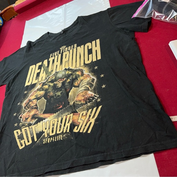 Five Finger Death Punch SHIRT Black T Shirt Got Your Six SKULL Soldier mens 2XL - Picture 6 of 9